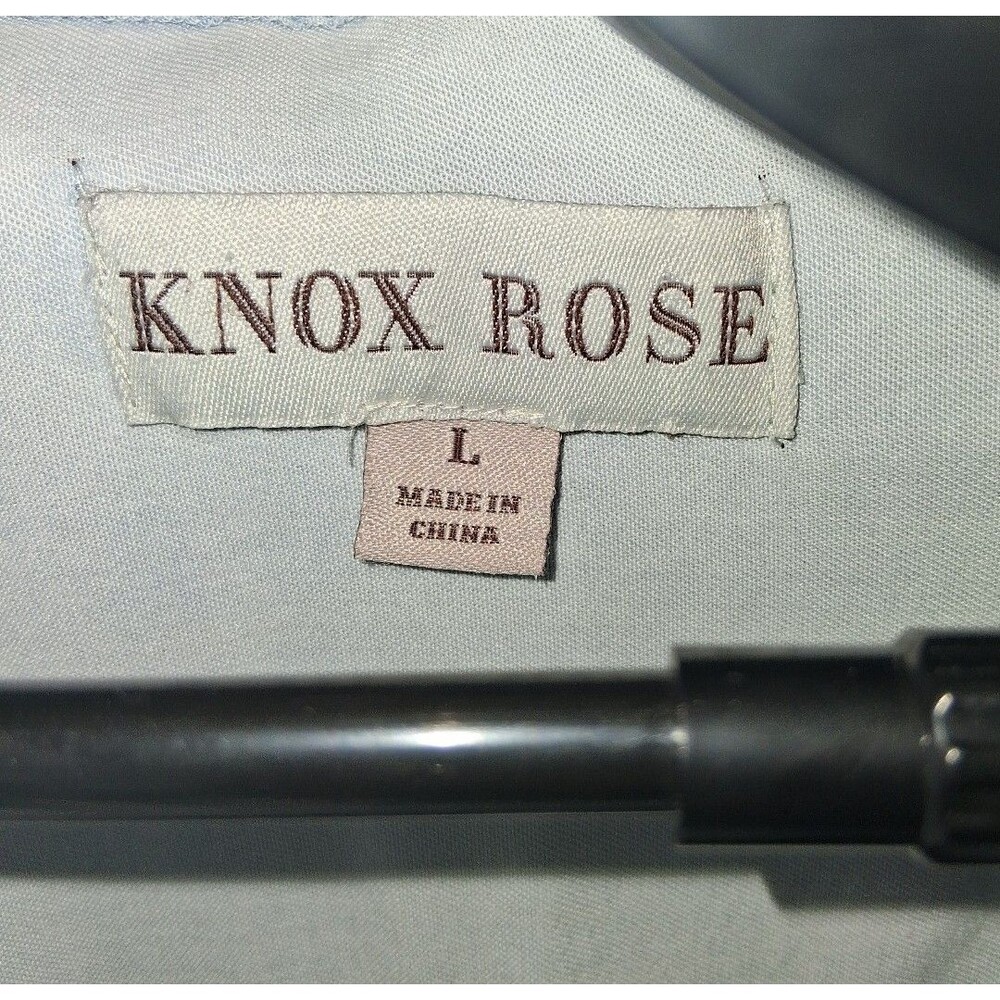 Women's Knox Rose Light Wash Chambray Button-Front w/ Lace Trim & Lace-Up Back L - Picture 8 of 9